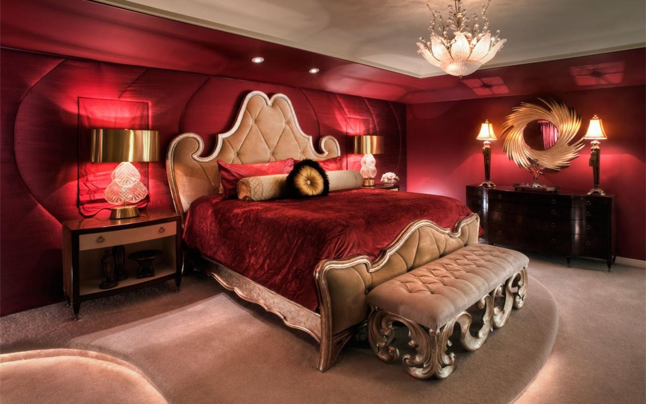 اجمل ديكورات غرف نور تهوس , غرف نوم رومانسية حمراء - اثارة مثيرة